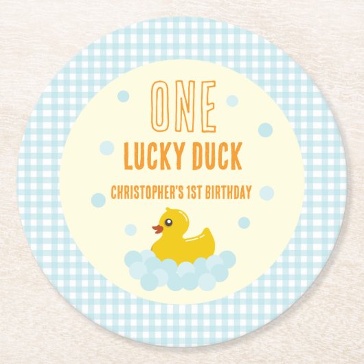 Ente 1. Geburtstag Runder Pappuntersetzer (Vorderseite)