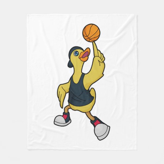 Ente als Baskeballspieler mit Basketball Fleecedecke (Vorderseite)