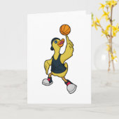 Ente als Baskeballspieler mit Basketball Karte (Gelbe Blume)