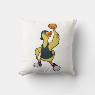 Ente als Baskeballspieler mit Basketball Kissen