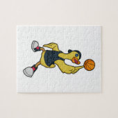 Ente als Baskeballspieler mit Basketball Puzzle (Horizontal)