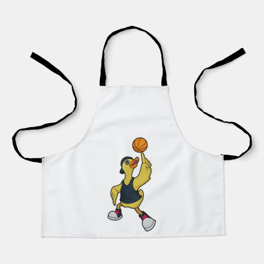 Ente als Baskeballspieler mit Basketball Schürze (Vorderseite)