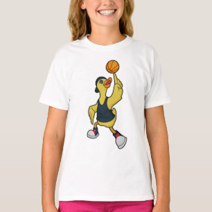 Ente als Baskeballspieler mit Basketball T-Shirt