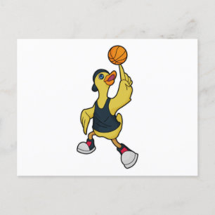 Ente als Basketballspieler mit Basketball Postkarte