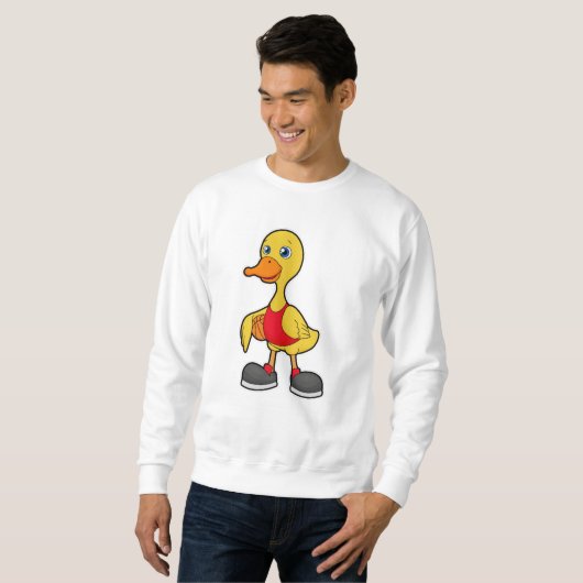 Ente als Basketballspieler mit Basketball Sweatshirt (Vorne ganz)