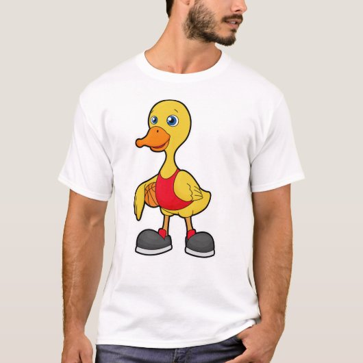 Ente als Basketballspieler mit Basketball T-Shirt (Vorderseite)