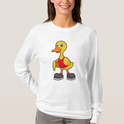 Ente als Basketballspieler mit Basketball T-Shirt (Vorderseite)