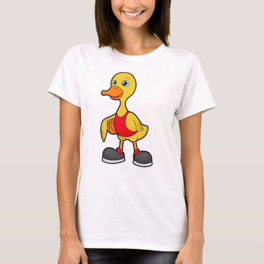 Ente als Basketballspieler mit Basketball T-Shirt (Vorderseite)