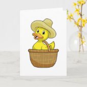 Ente als Bauer mit Korb Karte (Gelbe Blume)