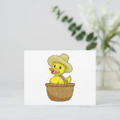 Ente als Bauer mit Korb Postkarte (Stehend Vorderseite)