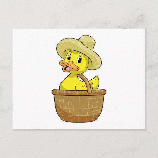 Ente als Bauer mit Korb Postkarte (Vorderseite)