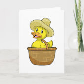 Ente als Bauer mit Körbchen Karte (Vorderseite)
