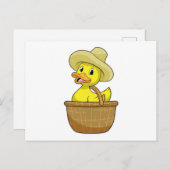 Ente als Bauer mit Körbchen Postkarte (Vorne/Hinten)