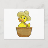 Ente als Bauer mit Körbchen Postkarte (Vorderseite)