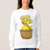 Ente als Bauer mit Körbchen Sweatshirt (Vorderseite)