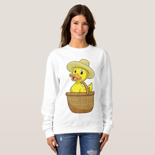 Ente als Bauer mit Körbchen Sweatshirt (Vorne ganz)