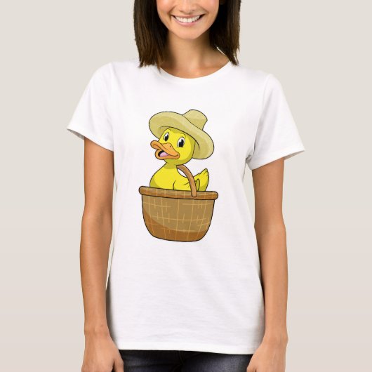 Ente als Bauer mit Körbchen T-Shirt (Vorderseite)