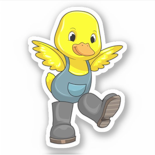 Ente als Bauer mit Stiefeln Aufkleber (Vorderseite)