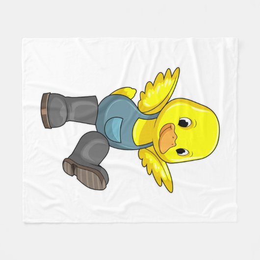 Ente als Bauer mit Stiefeln Fleecedecke (Vorderseite (Horizontal))