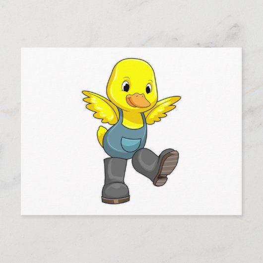 Ente als Bauer mit Stiefeln Postkarte (Vorderseite)