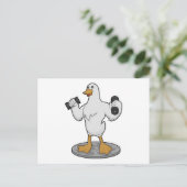 Ente als Bodybuilder mit Hanteln Postkarte (Stehend Vorderseite)