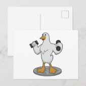 Ente als Bodybuilder mit Hanteln Postkarte (Vorne/Hinten)