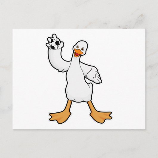 Ente als Handballspieler mit Handball Postkarte (Vorderseite)