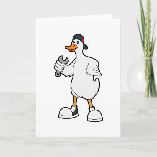 Ente als Handwerker mit Werkzeug & Mütze Karte (Vorderseite)