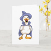 Ente als Hexe mit Hut Karte (Gelbe Blume)