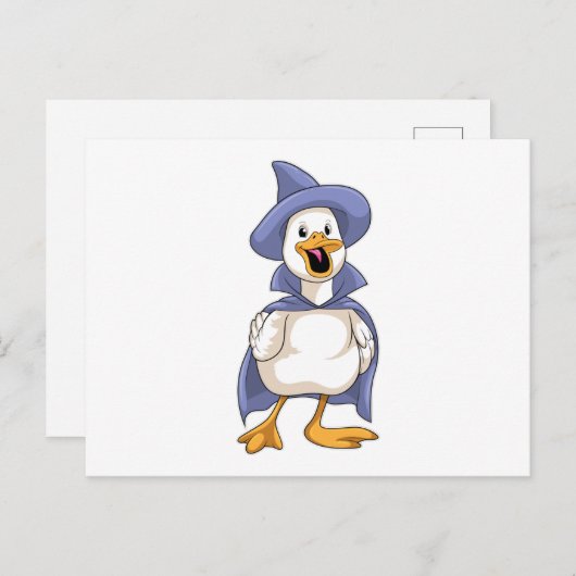 Ente als Hexe mit Hut Postkarte (Vorne/Hinten)
