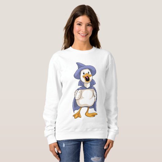 Ente als Hexe mit Hut Sweatshirt (Vorne ganz)