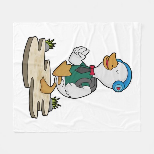 Ente als Hiker mit Rucksack Fleecedecke (Vorderseite (Horizontal))