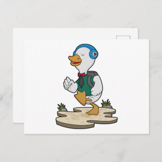 Ente als Hiker mit Rucksack Postkarte (Vorne/Hinten)