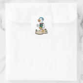 Ente als Hiker mit Rucksack Quadratischer Aufkleber (Tasche)