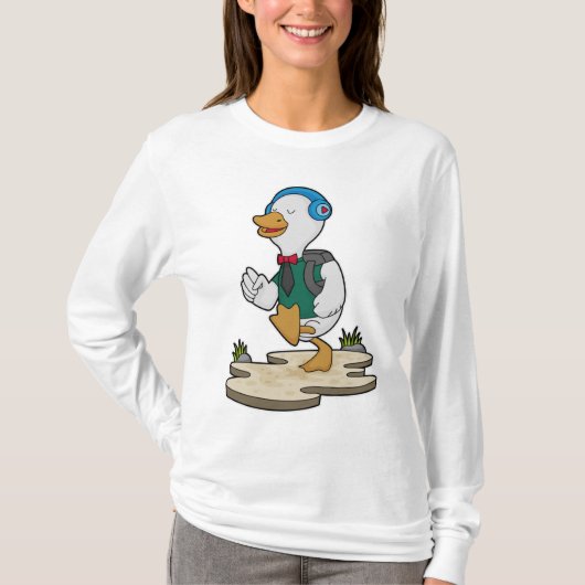Ente als Hiker mit Rucksack T-Shirt (Vorderseite)