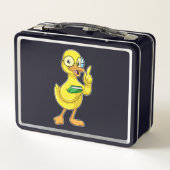 Ente als Lehrer mit Buch & Brille Metall Brotdose (Rückseite)