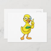 Ente als Lehrer mit Buch & Brille Postkarte (Vorne/Hinten)
