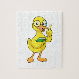 Ente als Lehrer mit Buch & Brille Puzzle