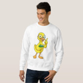 Ente als Lehrer mit Buch & Brille Sweatshirt (Vorne ganz)