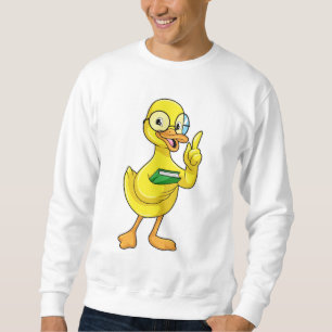Ente als Lehrer mit Buch & Brille Sweatshirt