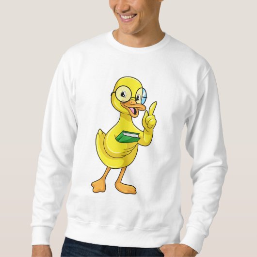 Ente als Lehrer mit Buch & Brille Sweatshirt (Vorderseite)