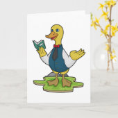 Ente als Lehrer mit Buch Karte (Gelbe Blume)
