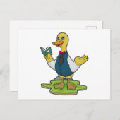 Ente als Lehrer mit Buch Postkarte (Vorne/Hinten)