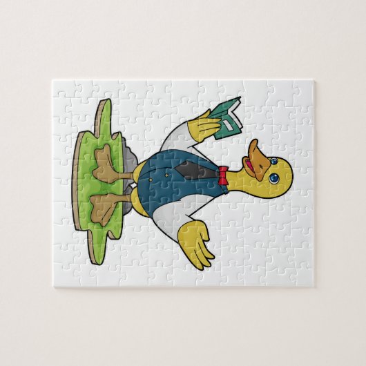 Ente als Lehrer mit Buch Puzzle (Horizontal)