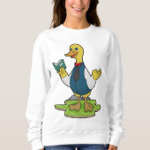 Ente als Lehrer mit Buch Sweatshirt (Vorderseite)