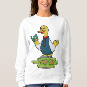 Ente als Lehrer mit Buch Sweatshirt