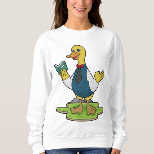 Ente als Lehrer mit Buch Sweatshirt (Vorderseite)