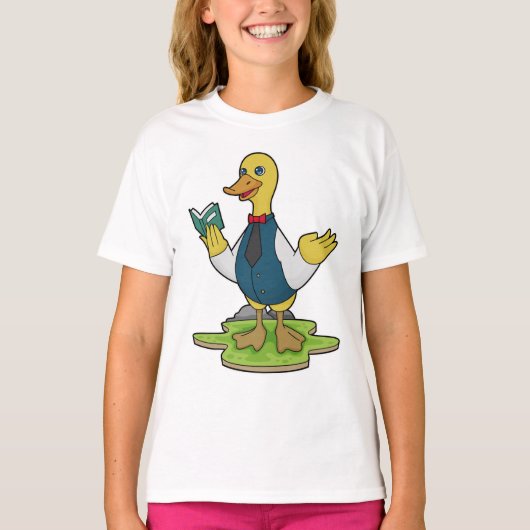 Ente als Lehrer mit Buch T-Shirt (Vorderseite)