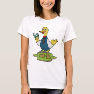 Ente als Lehrer mit Buch T-Shirt