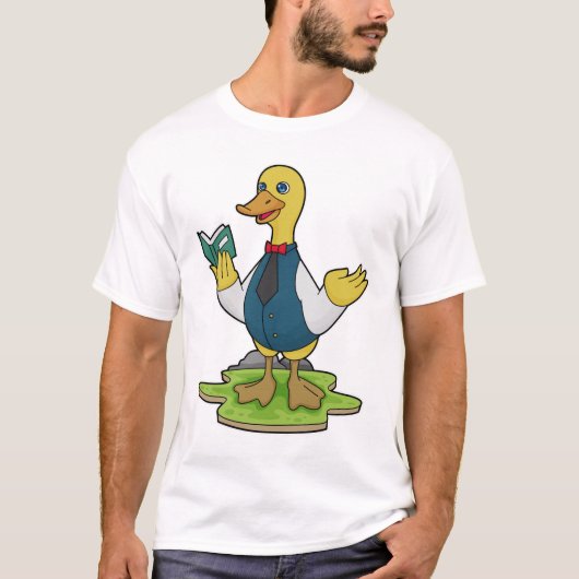 Ente als Lehrer mit Buch T-Shirt (Vorderseite)